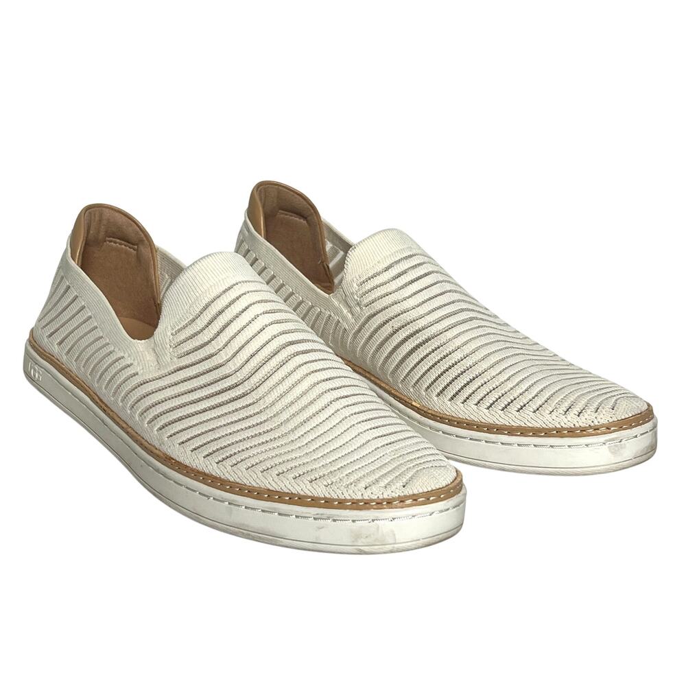 UGG Sammy Breeze Slip On Sneakers White Tan Breathable Comfort Shoe Size 10